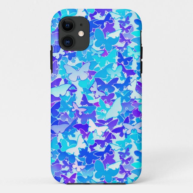 Funda De Case-Mate Para iPhone Mariposas, azul, turquesa, lavanda (Reverso)