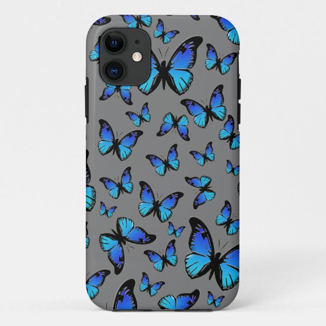 Funda De Case-Mate Para iPhone mariposas azules (Reverso)