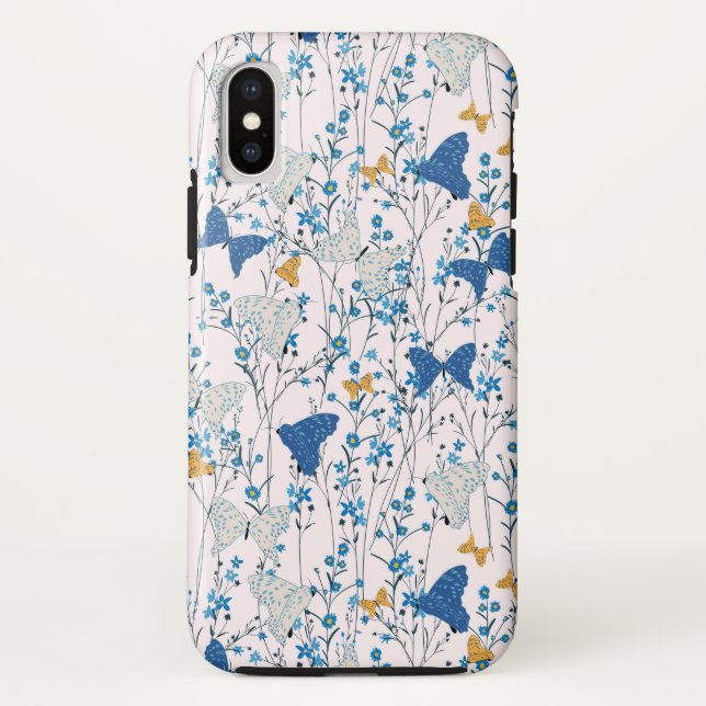 Funda De Case-Mate Para iPhone Mariposas azules de bonito (Reverso)