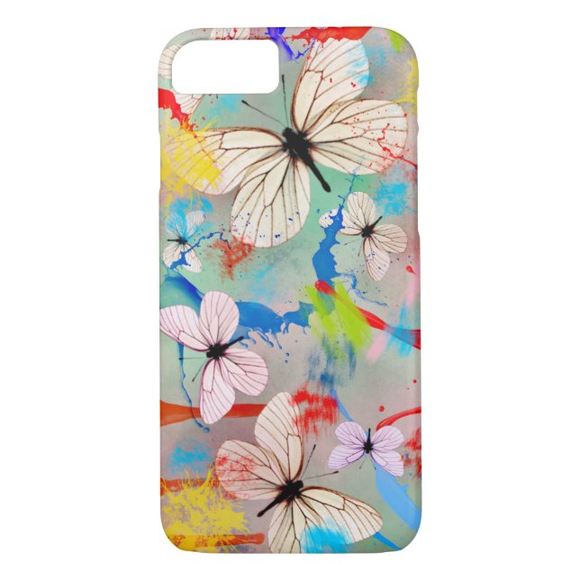 Funda De Case-Mate Para iPhone Mariposas blancas pintando las puntas y los pincel (Reverso)