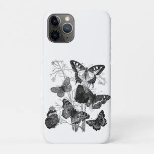 Funda Para iPhone 11 Pro Mariposas blancas y negras