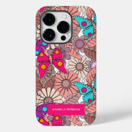 Funda Para iPhone 14 Pro De Case-Mate Mariposas de arte de doodle murales y flores color