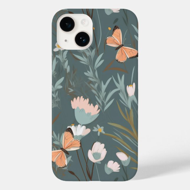 Funda De Case-Mate Para iPhone Mariposas de verano y flores silvestres (Reverso )