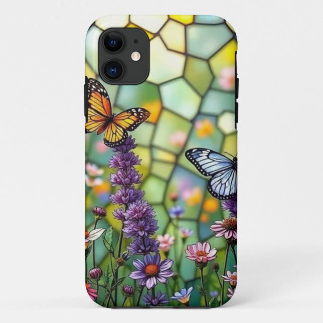 Funda De Case-Mate Para iPhone Mariposas de vidrio templado (Reverso)
