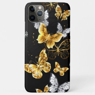 Funda Para iPhone 11 Pro Max Mariposas doradas y blancas