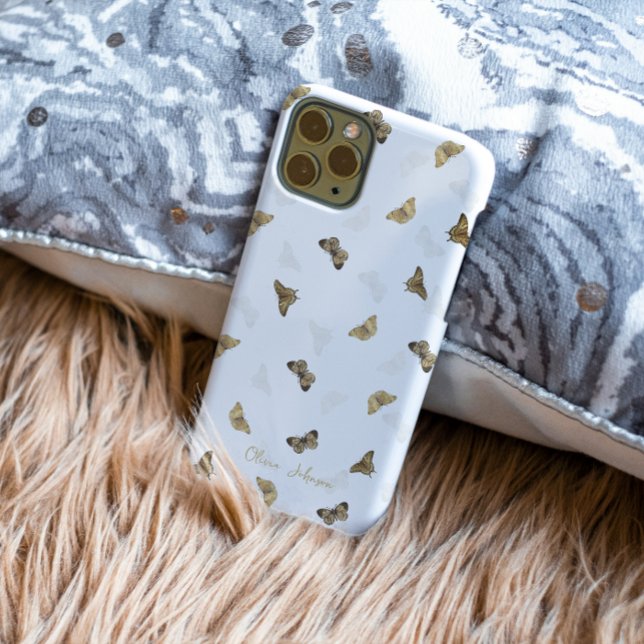 Funda De Case-Mate Para iPhone Mariposas elegantes de oro blanco (Subido por el creador)