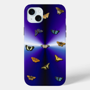 Funda Para iPhone 15 Mini Mariposas en arco iris violeta
