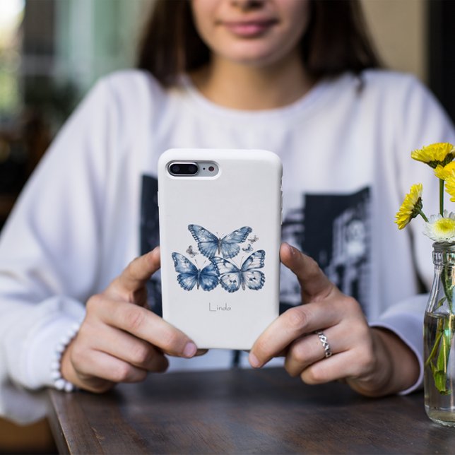 Funda De Case-Mate Para iPhone Mariposas en azul Delft, personalizable (Subido por el creador)