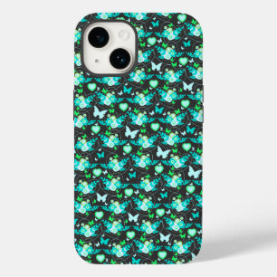 Funda Para iPhone 14 De Case-Mate Mariposas florales y corazones jade estuche de iph