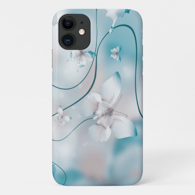 Funda De Case-Mate Para iPhone mariposas mágicas blancas Funda-Mate apenas ahí (Reverso)
