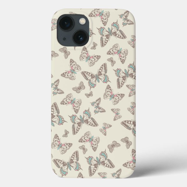 Funda De Case-Mate Para iPhone Mariposas marrón crema (Reverso)