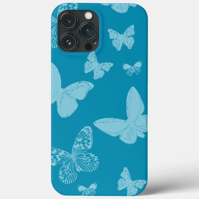 Funda De Case-Mate Para iPhone Mariposas monarca azul claro (Reverso )