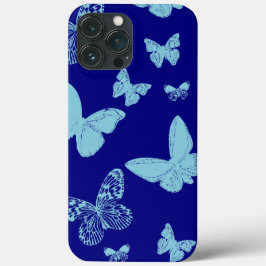 Funda Para iPhone 13 Pro Max Mariposas monarca azul claro azul real