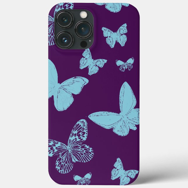 Funda De Case-Mate Para iPhone mariposas monarca azul violeta (Reverso )