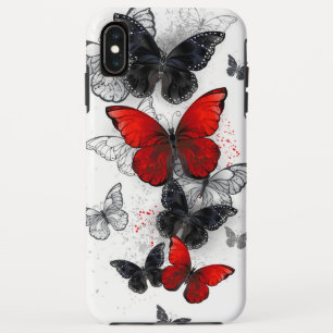 Funda Para iPhone XS Max Mariposas Morpho voladoras negras y rojas