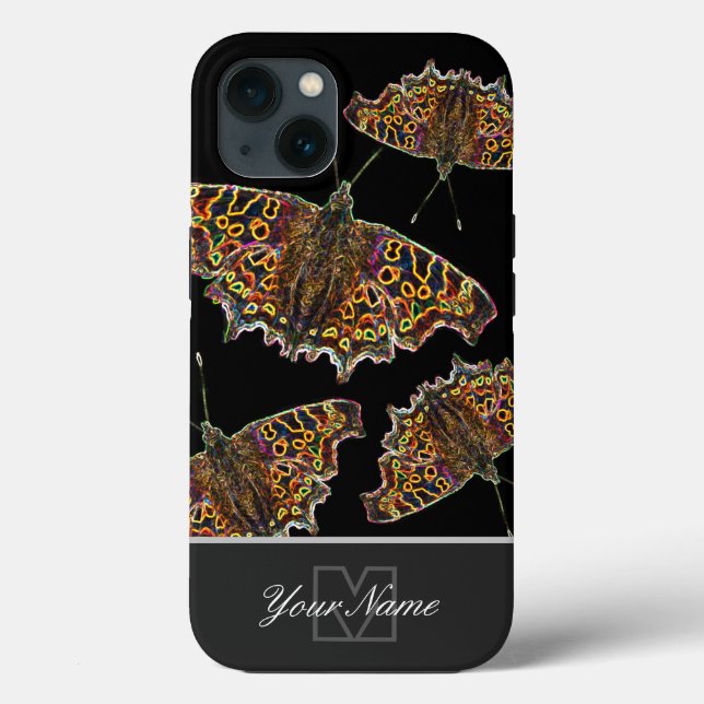Funda De Case-Mate Para iPhone Mariposas Neon-Pop-Art con Monograma! (Reverso )