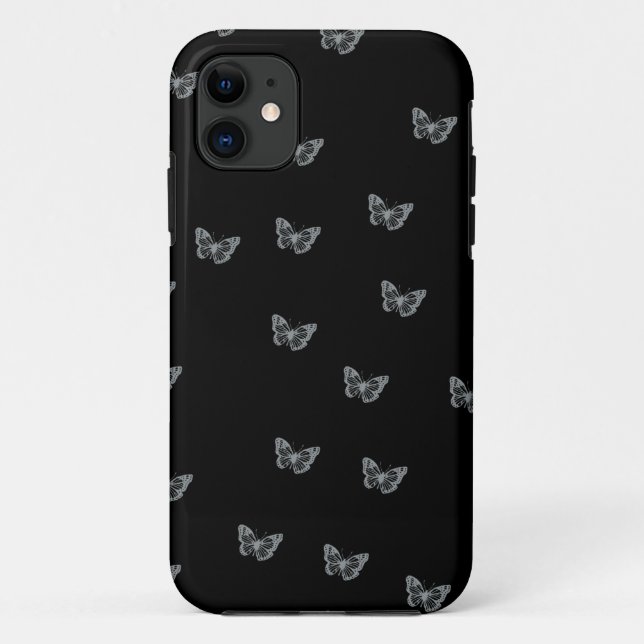 Funda De Case-Mate Para iPhone Mariposas plateadas (Reverso)