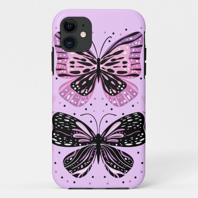 Funda De Case-Mate Para iPhone Mariposas Púrpura Rosa (Reverso)