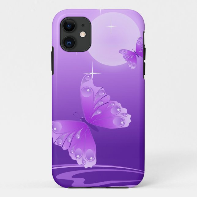Funda De Case-Mate Para iPhone Mariposas púrpuras (Reverso)