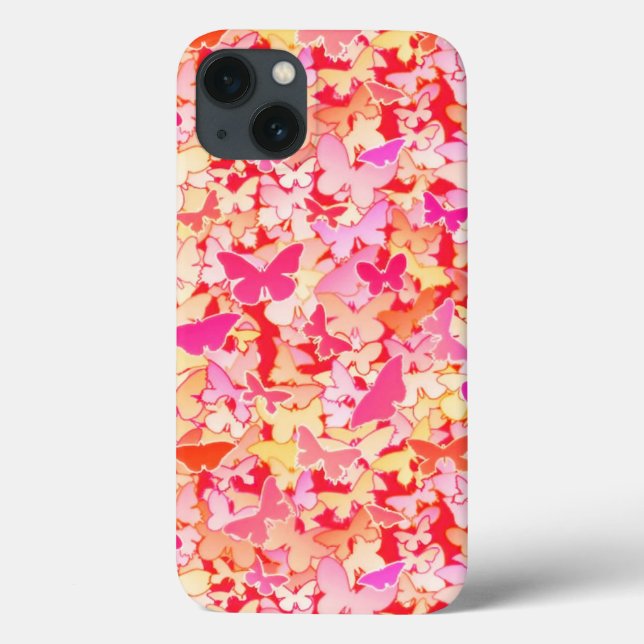 Funda De Case-Mate Para iPhone Mariposas, rosa, melocotón, coral (Reverso)