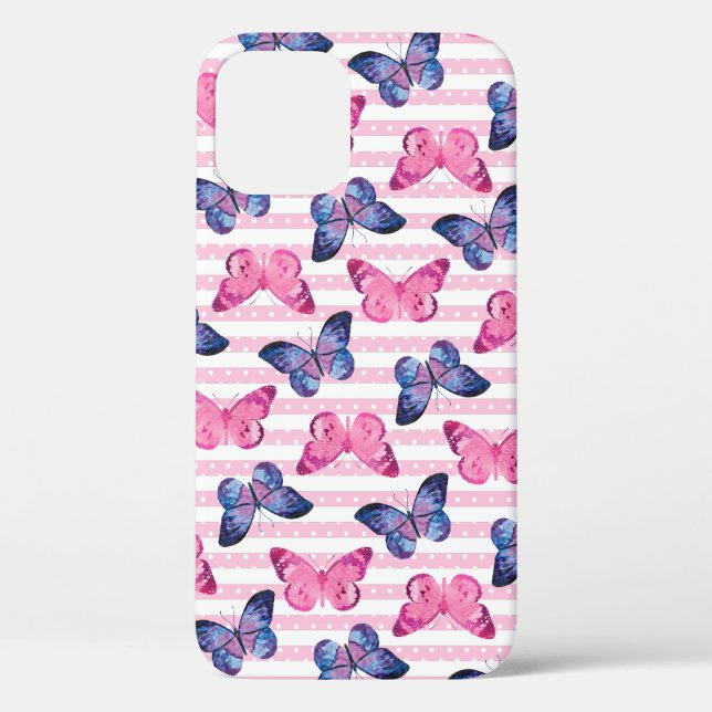Funda De Case-Mate Para iPhone Mariposas rosadas (Reverso )