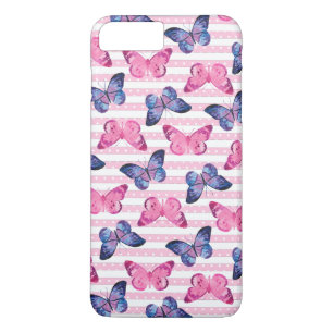 Funda Para iPhone 8 Plus/7 Plus Mariposas rosadas