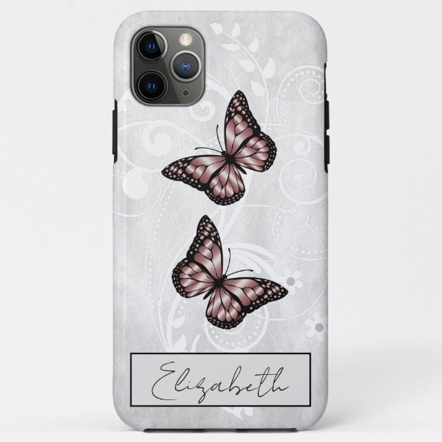 Funda De Case-Mate Para iPhone Mariposas rosadas brillantes (Reverso)