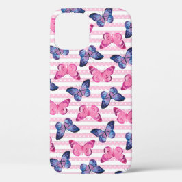 Funda Para iPhone 12 Mariposas Rosadas Lindas