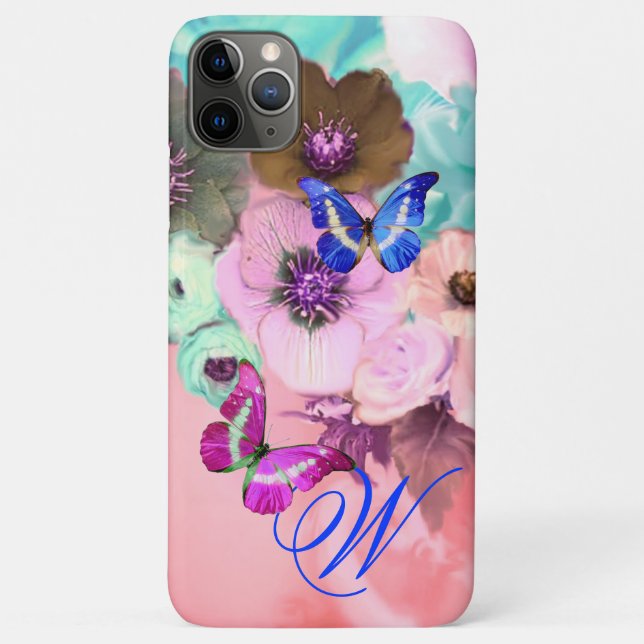 FUNDA DE Case-Mate PARA iPhone MARIPOSAS, ROSAS TEAL ROSADAS Y FLORES ANEMONE (Reverso)