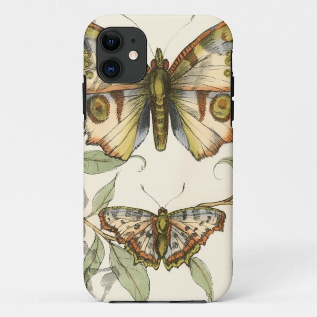 Funda De Case-Mate Para iPhone Mariposas tándem sobre hojas verdes (Reverso)