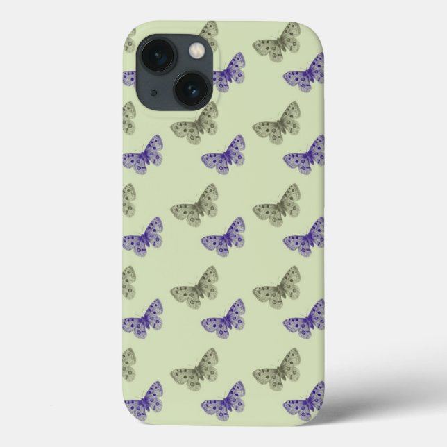 Funda De Case-Mate Para iPhone Mariposas verdes y púrpura (Reverso)