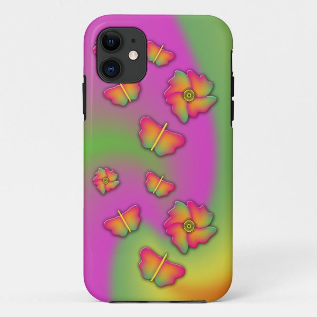 Funda De Case-Mate Para iPhone Mariposas y flores (Reverso)
