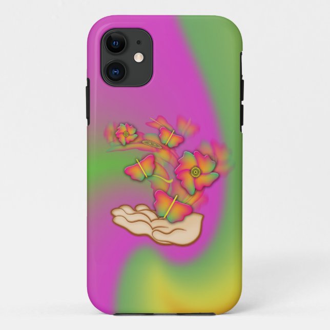 Funda De Case-Mate Para iPhone Mariposas y flores (Reverso)