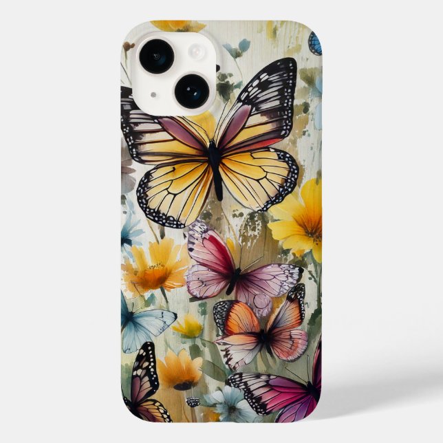 Funda De Case-Mate Para iPhone Mariposas y flores (Reverso )
