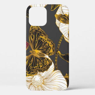 Funda Para iPhone 12 Mariposas y flores: Patrón de Boho de primavera
