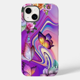 Funda Para iPhone 14 De Case-Mate Mariposas y fondo giratorio multicolor