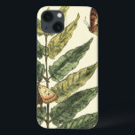 Funda Para iPhone 13 Mariposas y hojas con marco negro<br><div class="desc">Las mariposas fluyen por el aire,  aterrizando en hojas en esta escena botánica de Megan Meagher. Un marco negro contiene la acción. ¡Pon esta pintura pacífica en tu pared hoy!</div>