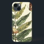 Funda Para iPhone 13 Mariposas y hojas con marco negro<br><div class="desc">Las mariposas fluyen por el aire,  aterrizando en hojas en esta escena botánica de Megan Meagher. Un marco negro contiene la acción. ¡Pon esta pintura pacífica en tu pared hoy!</div>
