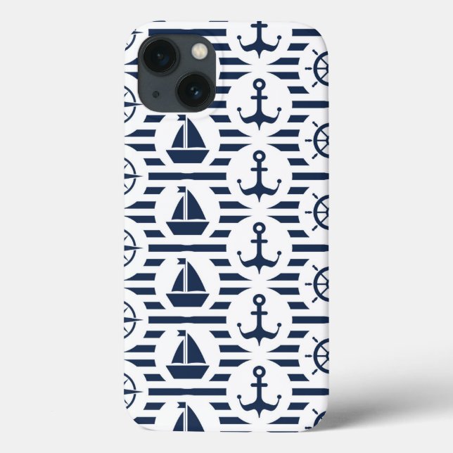Funda De Case-Mate Para iPhone Marítimo En Patrón Azul (Reverso)