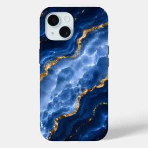 Funda Para iPhone 15 Mármol Ágata Zafiro de Lujo