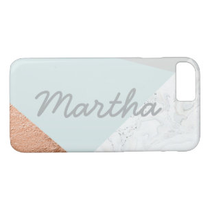 Funda Para iPhone 8/7 Mármol, azul, gris y oro rosa