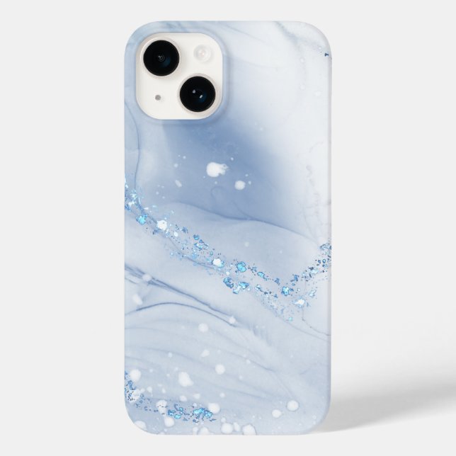 Funda De Case-Mate Para iPhone Mármol azul polvoriento de piedra moderna (Reverso )