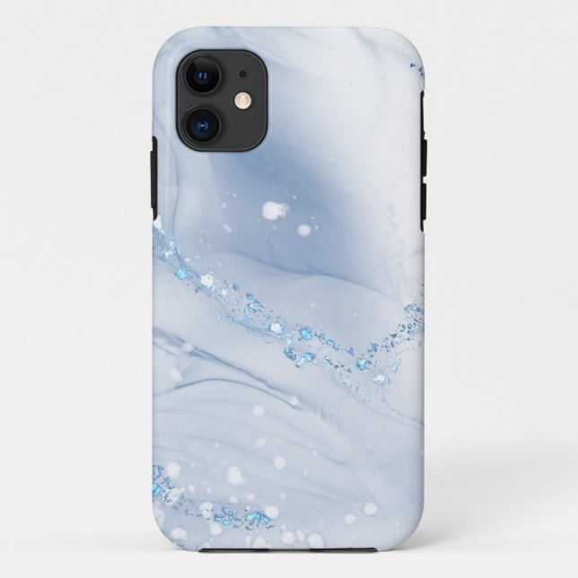 Funda De Case-Mate Para iPhone Mármol azul polvoriento de piedra moderna (Reverso)