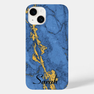 Funda Para iPhone 14 De Case-Mate Mármol Azul y Oro