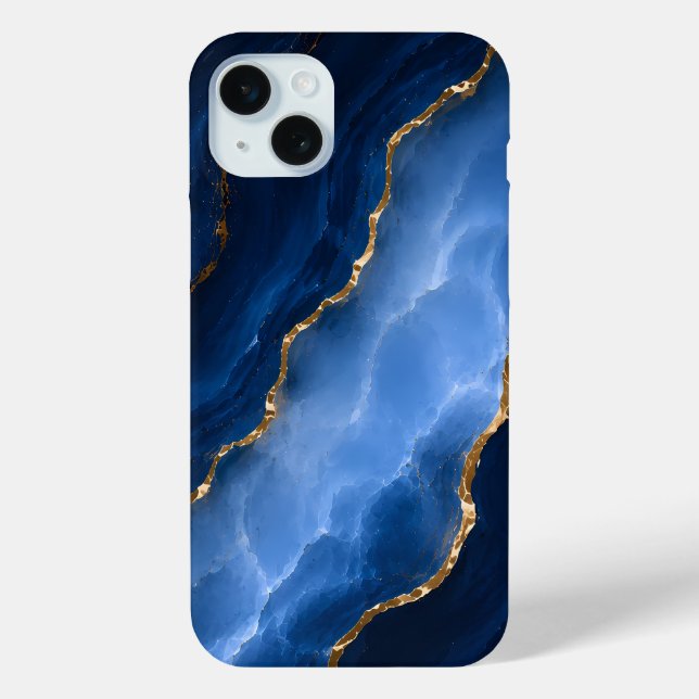 Funda De Case-Mate Para iPhone Mármol Azul Zafiro de Lujo (Reverso )