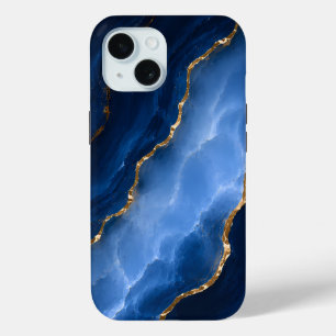 Funda Para iPhone 15 Mármol Azul Zafiro de Lujo