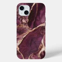 Funda Para iPhone 15 Mini Mármol blanco púrpura simple