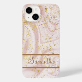 Funda Para iPhone 14 De Case-Mate Mármol blanco rosa personalizado con brillo dorado