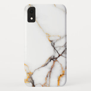 Funda Para iPhone XR Mármol Blanco Suave Con Oro Y Gris