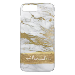 Funda Para iPhone 8 Plus/7 Plus Mármol blanco y dorado con Relieve metalizado dora